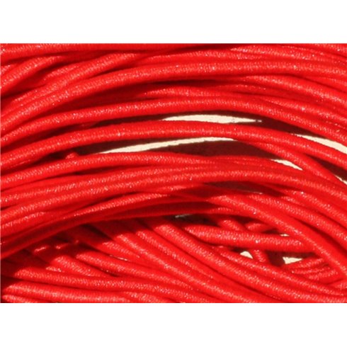 Bobine 100 mètres env - Fil Cordon Tissu Elastique Nylon 1mm Rouge vif