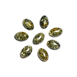 2pz - Cabochon in ambra naturale ovale 8x6mm verde nero giallo - 7427039731881