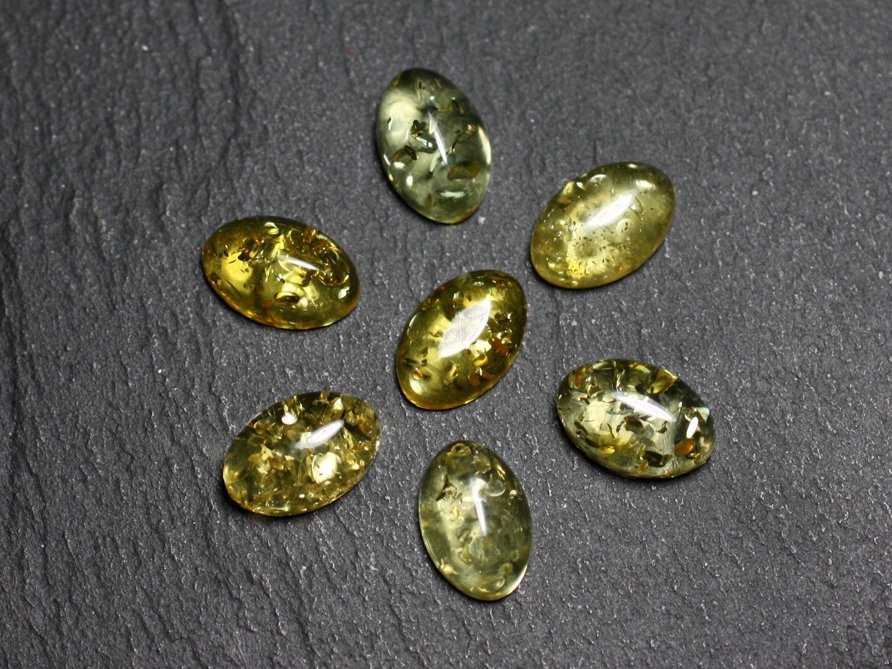 2pc - Cabochons Ambre naturelle Ovales 8x6mm Miel jaune clair - 7427039731898
