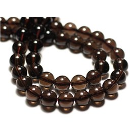 Thread 39cm 38pc approx - Stone Beads - Smoky Quartz Balls 10mm