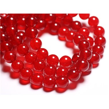 Fil 39cm 32pc env - Perles de Pierre - Jade Boules 12mm Rouge vif