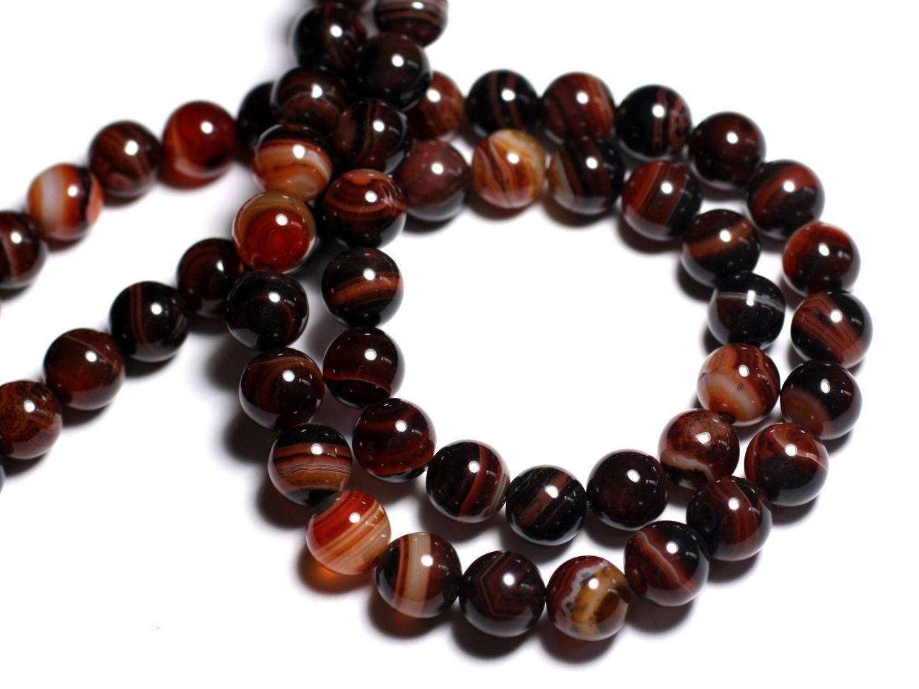 20pc - Perles de Pierre - Agate rouge et noire Boules 6mm - 7427039732161