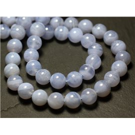 5pc - Perline di pietra - Palline di calcedonio blu 6mm - 7427039732185