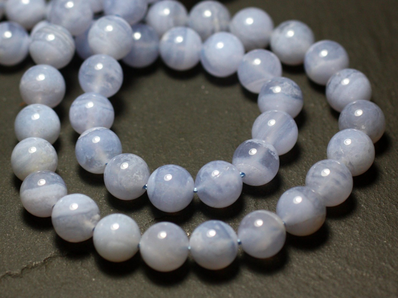5pc - Perles de Pierre - Calcédoine Bleue Boules 6mm - 7427039732185