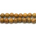 Fil 39cm 90pc env - Perles de Pierre - Jaspe Bois Boules 4mm
