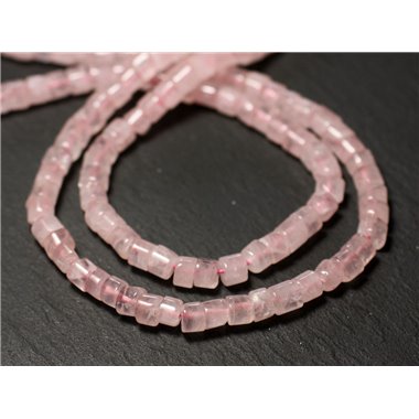 Fil 33cm 80pc env - Perles de Pierre - Quartz Rose Rondelles Heishi 6-7mm