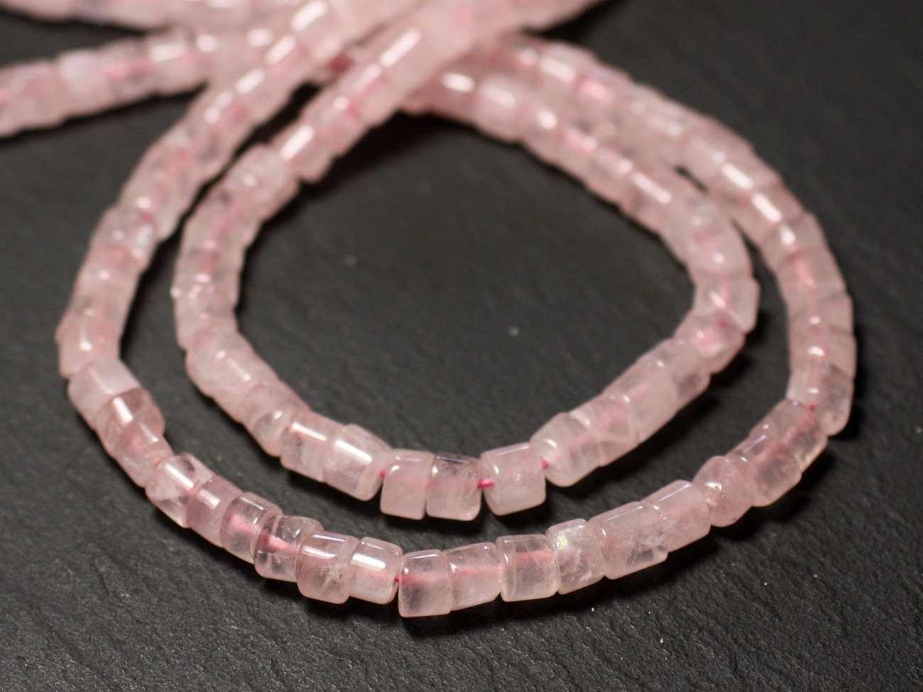 Fil 35cm 89pc env - Perles de Pierre - Quartz Rose Rondelles Heishi 5mm - 8741140013025 