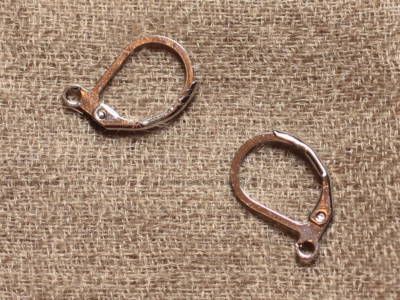 10pc - Boucles Oreilles Métal Argenté Rhodium Dormeuses 15mm N°1  4558550004017