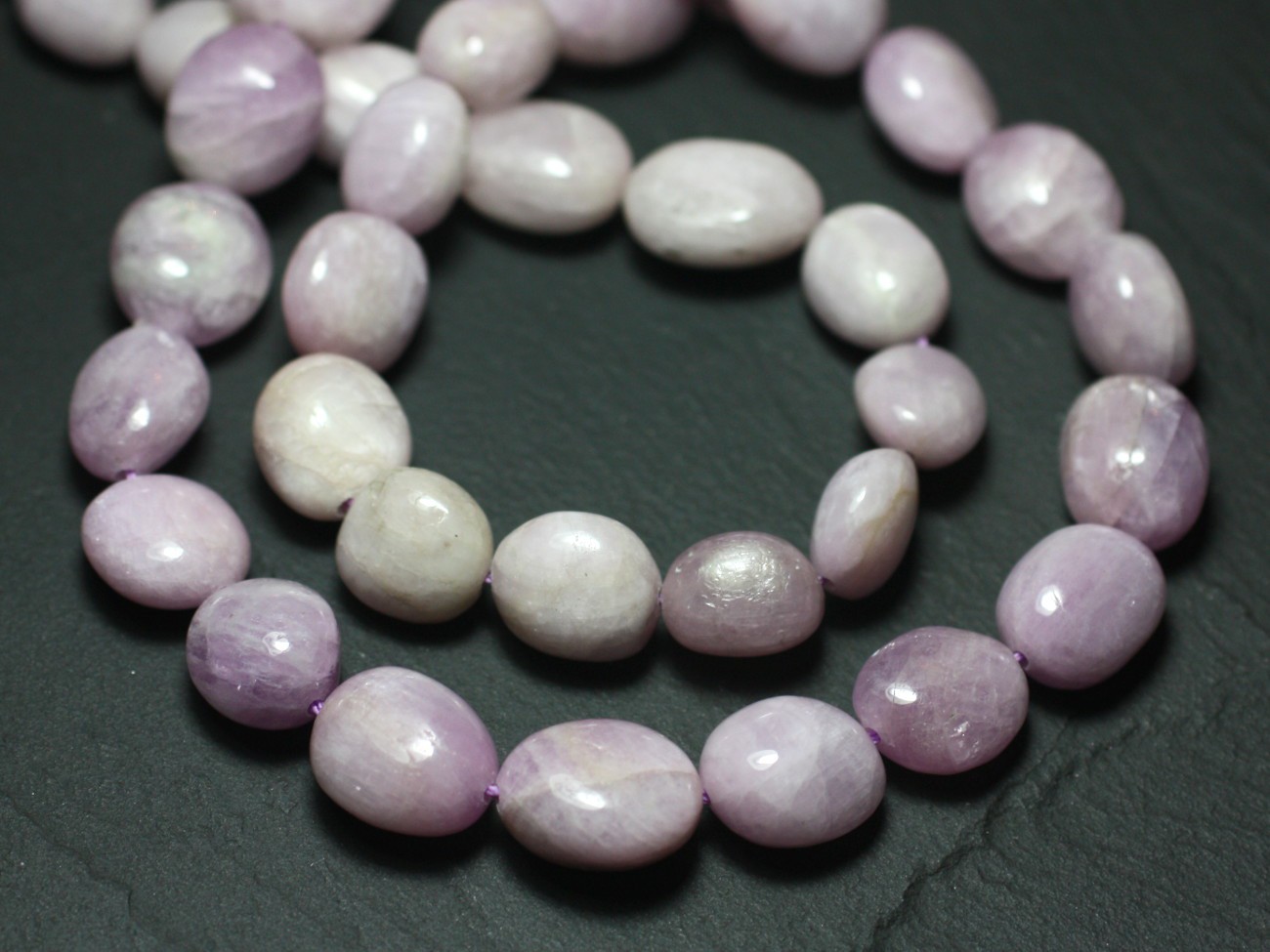 Fil 39cm 24pc env - Perles de Pierre - Kunzite Rose Olives 12-19mm