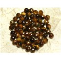 5pc - Perles de Pierre - Oeil de Tigre Boules Facettées 8mm - 7427039732857