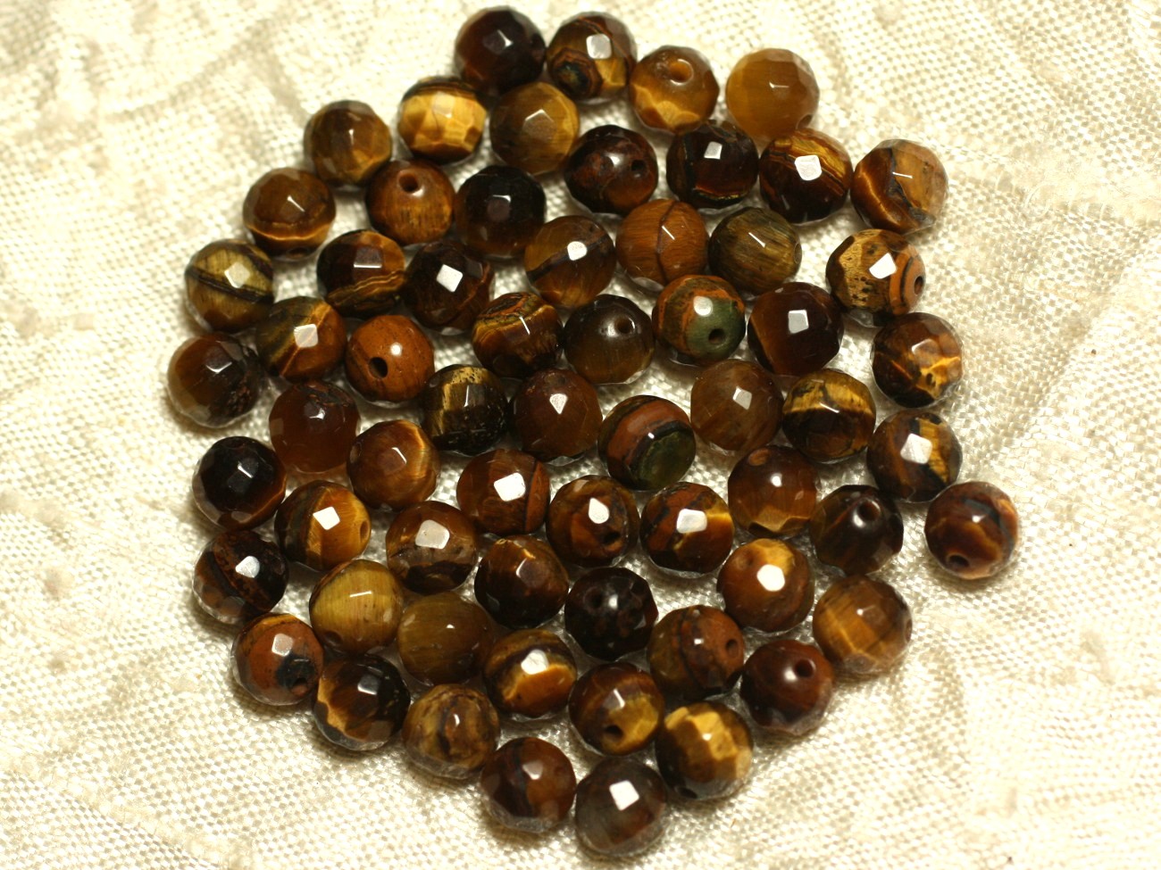 10pc - Perles de Pierre - Oeil de Tigre Facetté 6mm   4558550023117