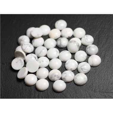 2pc - Cabochon Pierre Howlite Rond 6mm blanc gris - 7427039732888