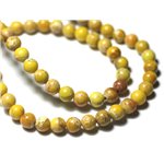 Fil 39cm 95pc env - Perles de Pierre - Jaspe Sédimentaire Boules 4mm Jaune