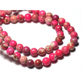 Fil 39cm 85pc env - Perles de Pierre - Jaspe Sédimentaire Boules 4mm Rose Fluo