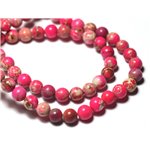 20pc - Perles de Pierre - Jaspe Sédimentaire Boules 4mm Rose Fluo - 7427039733076