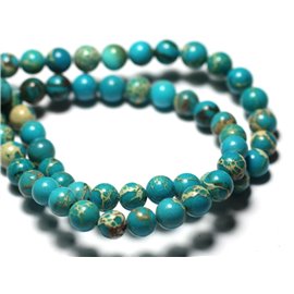 20pc - Perles de Pierre - Jaspe Sédimentaire Boules 4mm Bleu Turquoise - 7427039733182