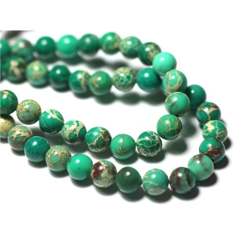 Fil 39cm 90pc env - Perles de Pierre - Jaspe Sédimentaire Boules 4mm Vert Turquoise Emeraude