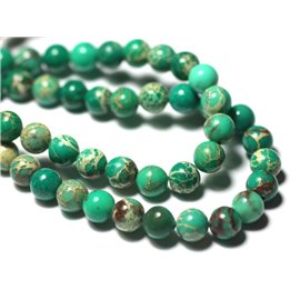 Fil 39cm 90pc env - Perles de Pierre - Jaspe Sédimentaire Boules 4mm Vert Turquoise Emeraude