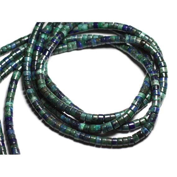 Fil 39cm 155pc env - Perles de Pierre - Chrysocolle Rondelles Heishi 4x2mm Bleu Vert