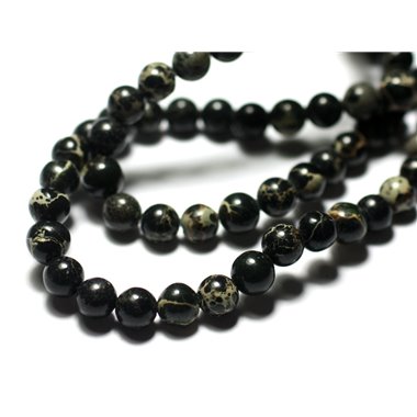 5pc - Perles de Pierre - Jaspe Sédimentaire Boules 8mm Noir - 7427039733472