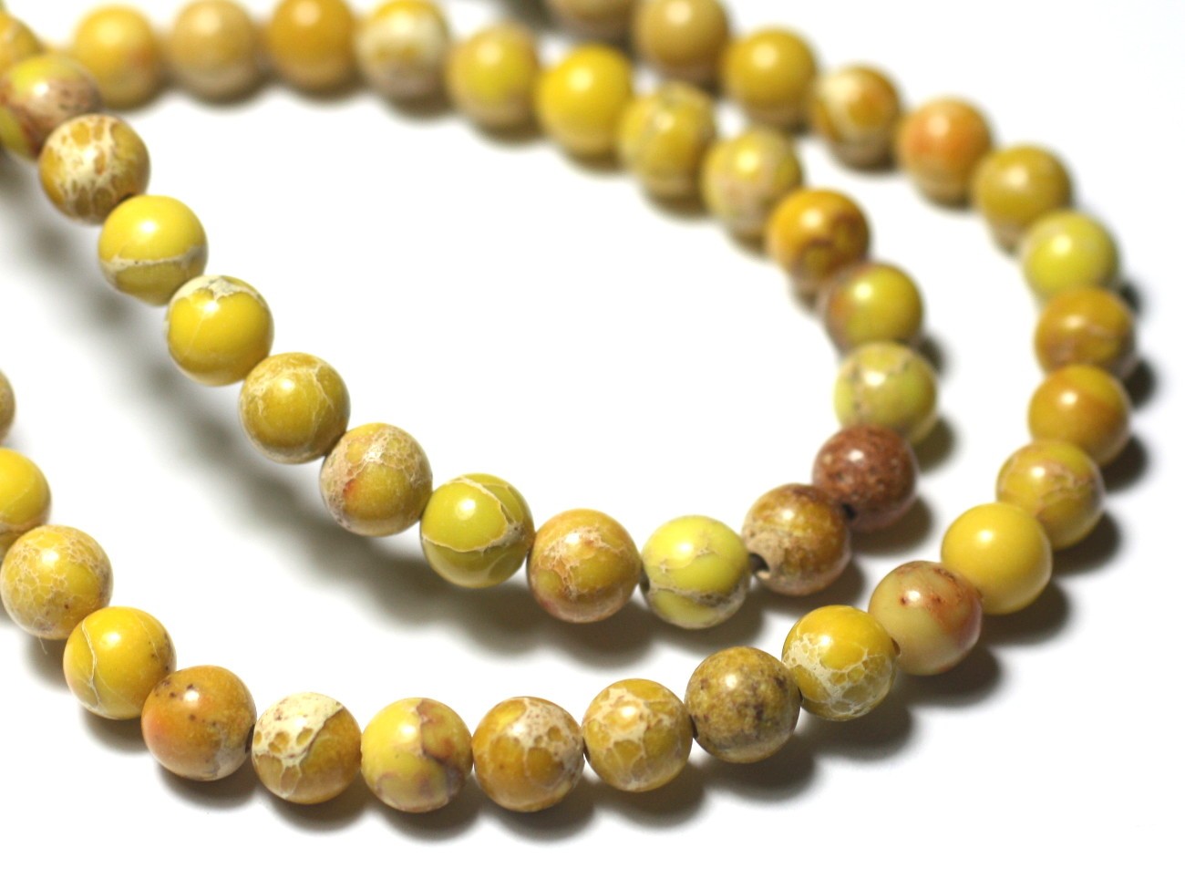 Fil 39cm 63pc env - Perles de Pierre - Jaspe Sédimentaire Boules 6mm Noir Beige