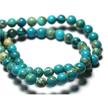 5pc - Perles de Pierre - Jaspe Sédimentaire Boules 8mm Bleu turquoise - 7427039733618