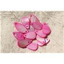 10pc - Perles Breloques Pendentifs Nacre - Gouttes 19mm Rose Fluo - 7427039733694