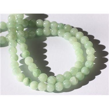 Fil 39cm 65pc env - Perles de Pierre - Jade Boules 6mm Vert clair amande Pastel 