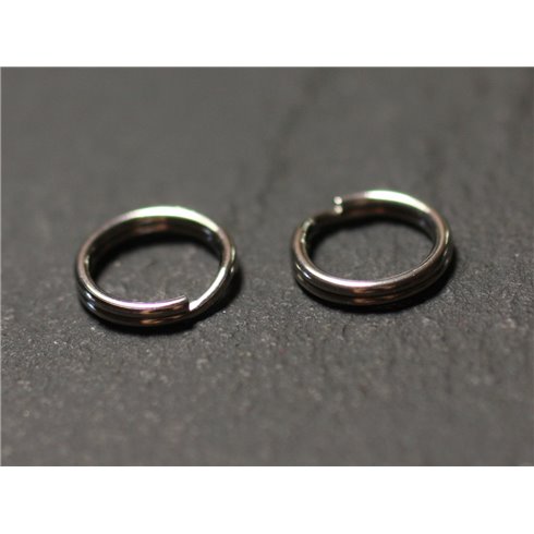 10pc - Anneaux Doubles Ouverts Acier inoxydable 8mm Porte Clefs - 8741140010758 