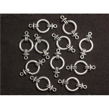 6pc - Perles Metal Argenté Connecteur Cercle Rond Noeud Marin 25mm - 7427039733892