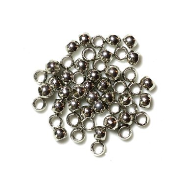 10pc - Perles Metal Argenté Boules Rondelles 6mm gros trou 4mm - 7427039733908
