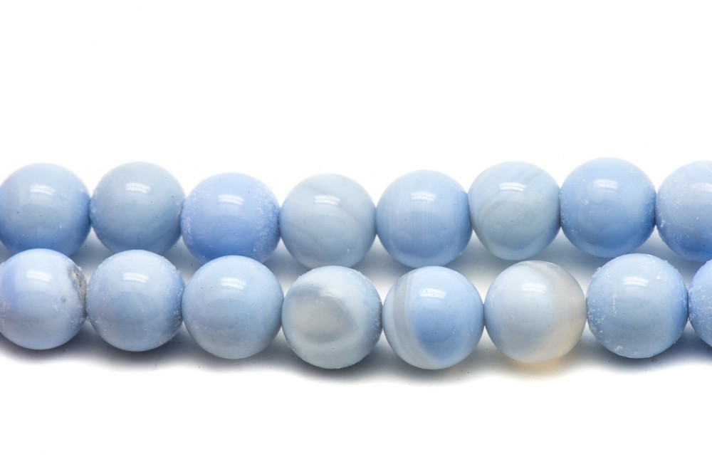 Fil 39cm 45pc env - Perles de Pierre - Agate Boules 8mm Bleu vert turquoise blanc