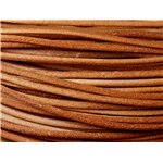 5 mètres - Fil Corde Cordon Cuir Véritable Rond 1.5mm Marron Beige - 7427039734080