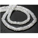 Fil 33cm 120pc env - Perles Pierre - Pierre de Lune Blanche Arc en Ciel - Rondelles Heishi 4-5mm