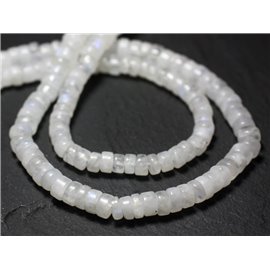 Fil 33cm 120pc env - Perles de Pierre - Pierre de Lune Blanche Arc en Ciel - Rondelles Heishi 5-6mm