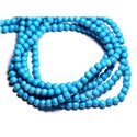 Fil 39cm 92pc env - Perles de Pierre Turquoise Synthèse Reconstituée Boules 4mm Bleu Turquoise