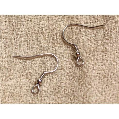 1 paire - Crochets Boucles Oreilles Argent 925 19x19x0.4mm et Perle 2mm - 7427039734233