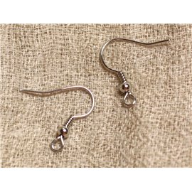 1 paire - Crochets Boucles Oreilles Argent 925 19x19x0.8mm et Perle 2mm - 7427039734240