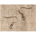 10 paires - Crochets Boucles Oreilles Argent 925 19x19x0.8mm Ressort et Perle 2mm - 7427039734271