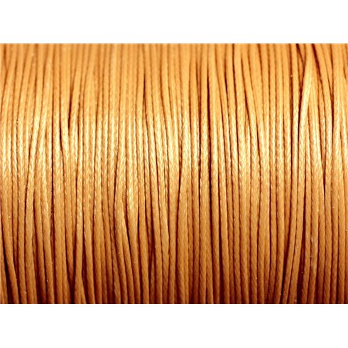 5 Mètres - Fil Corde Cordon Coton Ciré 1mm Marron Beige Caramel - 7427039734318