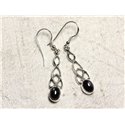 BO241 - Boucles d'Oreilles Argent 925 et Pierre Black Star Noeud Celtique 36mm 