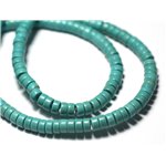 Fil 39cm 180pc env - Perles de Pierre Turquoise Synthèse Rondelles Heishi 4x2mm Bleu Turquoise