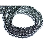 Fil 39cm 48pc env - Perles Pierre - Hematite Boules 8mm Argent