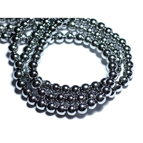 10pc - Perles Pierre - Hematite Boules 8mm Argent - 7427039734455