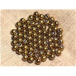 Fil 39cm 48pc env - Perles Pierre - Hematite Boules 8mm Doré