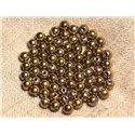 Fil 39cm 63pc env - Perles de Pierre - Hématite dorée Boules 6mm 