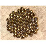 Fil 39cm 63pc env - Perles de Pierre - Hématite dorée Boules 6mm 