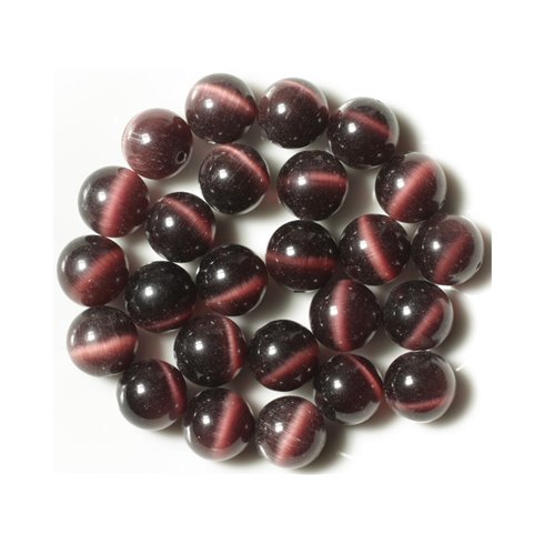 10pc - Perles Verre Oeil de Chat Boules 12mm Violet Prune Noir - 7427039734486 10pc - Perles Verre Oeil de Chat Boules 12mm Violet Prune Noir - 7427039734486