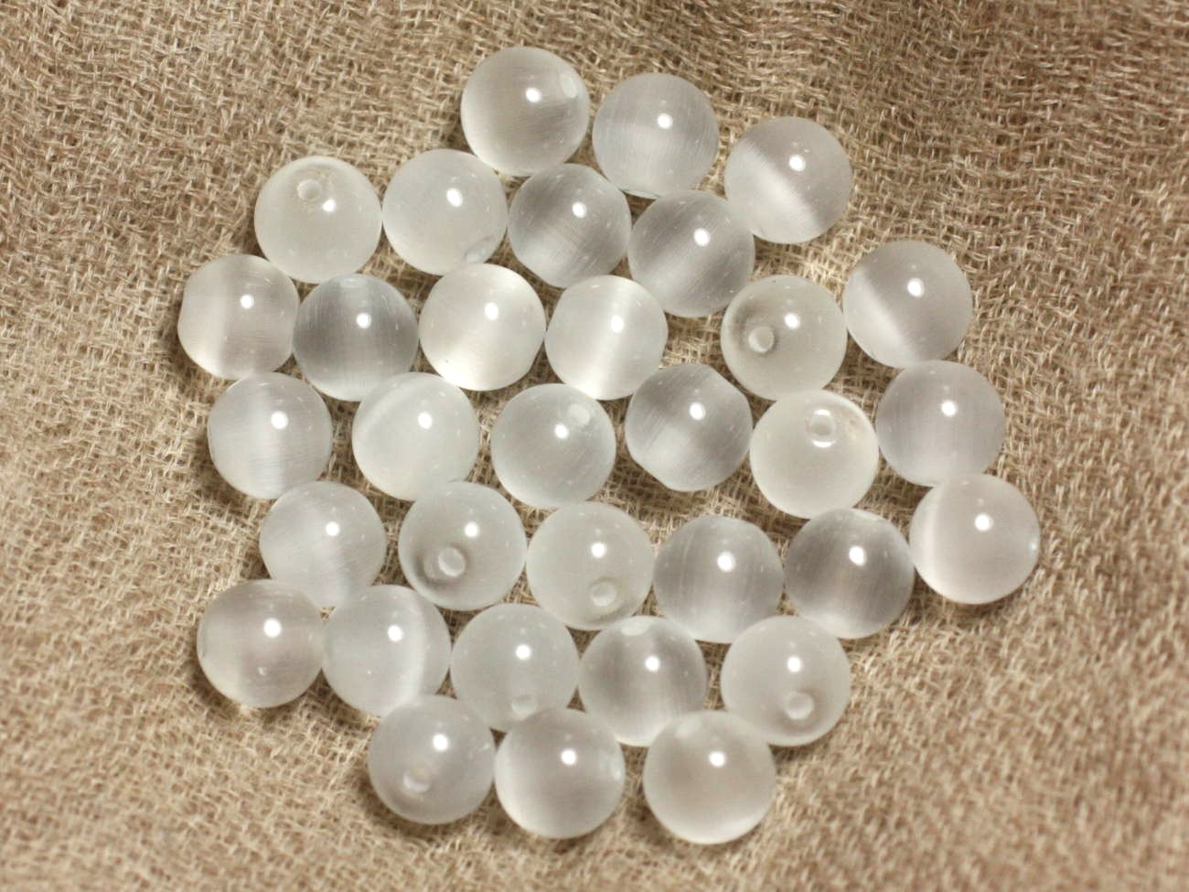 4pc - Perles en Verre Oeil de Chat  Boules 12mm Gris Argenté   4558550038715