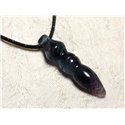 Collier Pendentif Pendule Egyptien Thot Pierre 46mm - Fluorite Multicolore Violet vert bleu